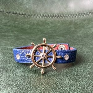 Nautical Blue Bracelet with Wheel Charm